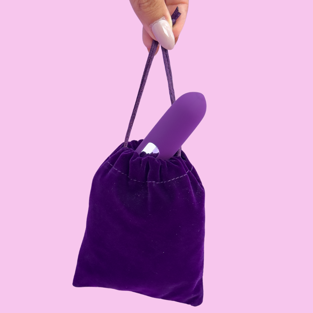 Discreet bullet vibrator with carry case for females and males.