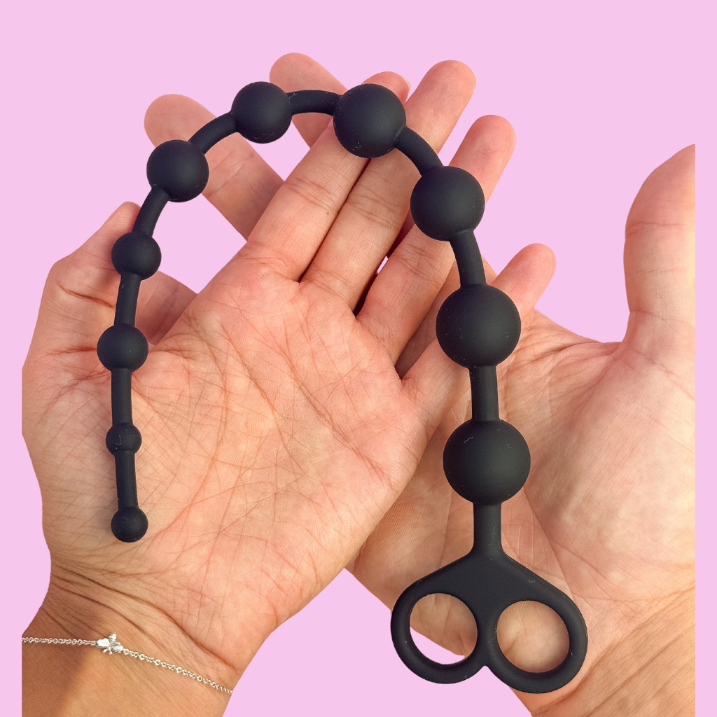 black anal beads for females and males. 