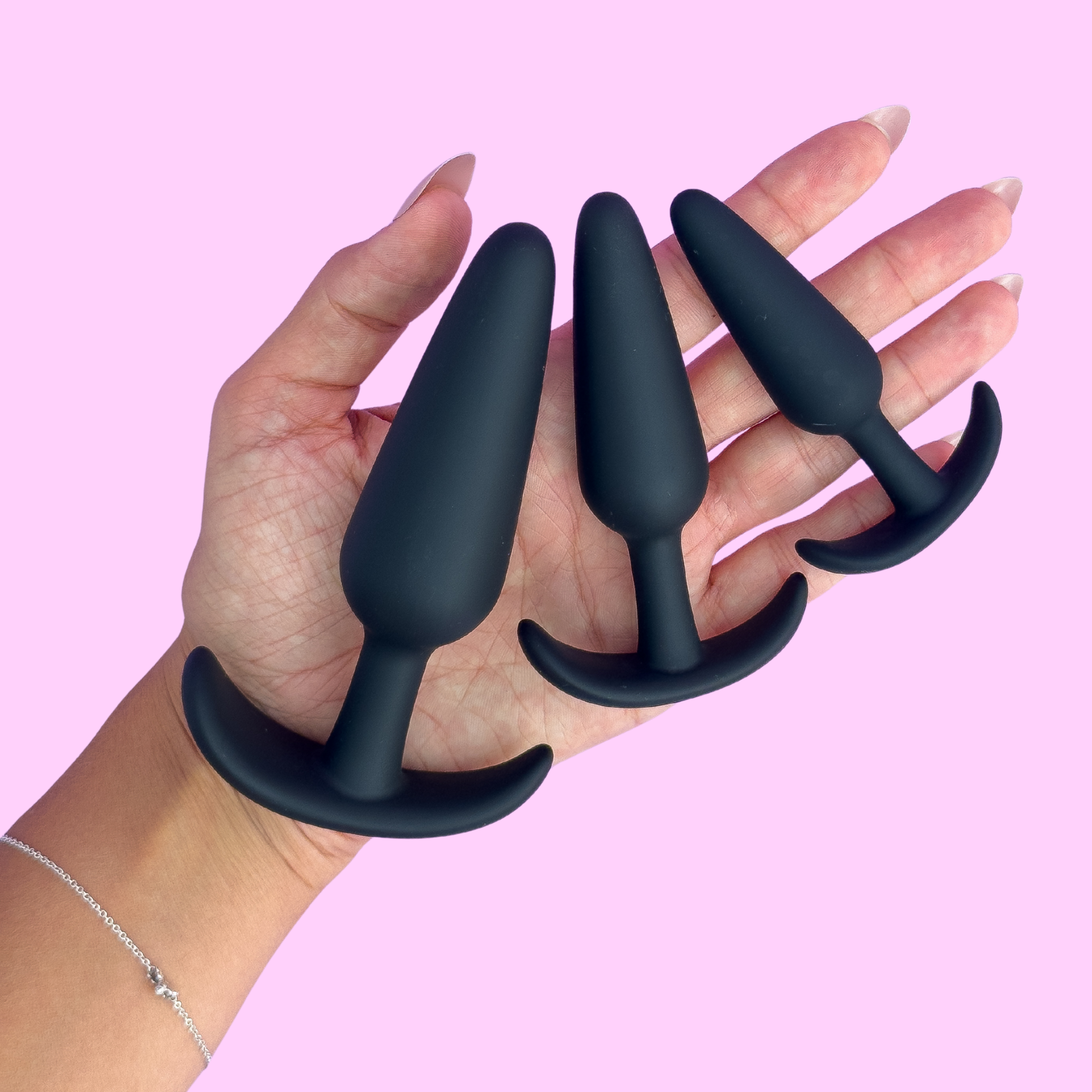 Beginner Butt Plug Trainer Set, 3 Piece Anal Plug Training Kit