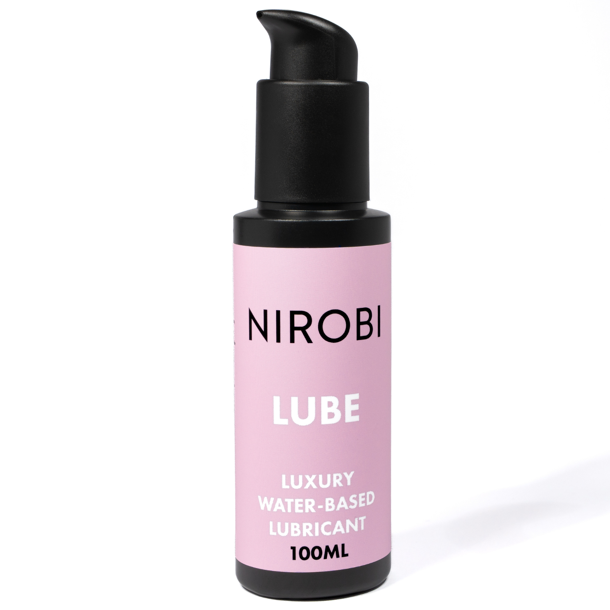 Bottle of Nirobi luxury water based lube lubricant isolated on white background